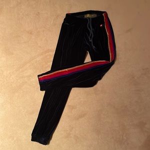 Aviator Nation Black Track Pants with Rainbow Stripes